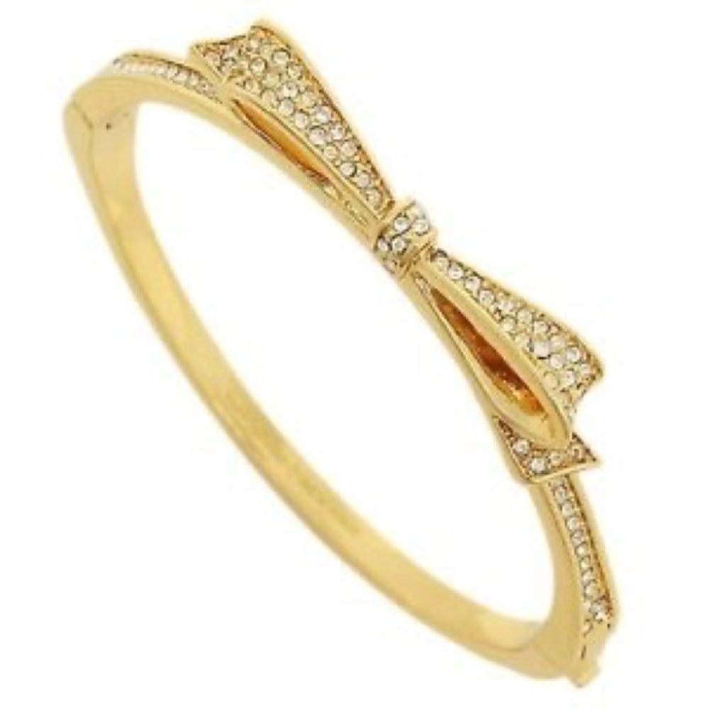 Kate Spade Love Notes Pavé Bow Gold Tone Bangle